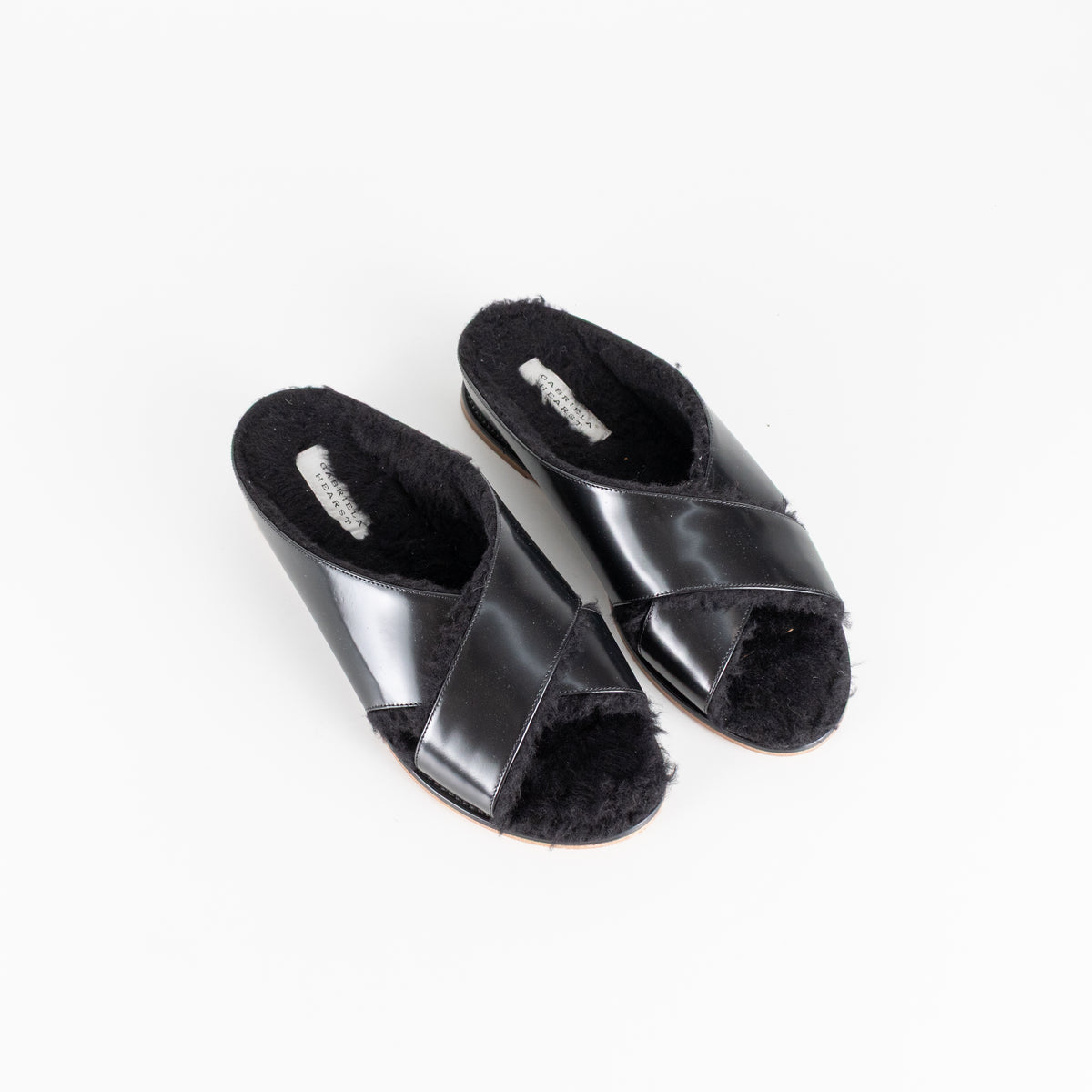 Gabriela Hearst Ellington Black Slides With Wool Fur