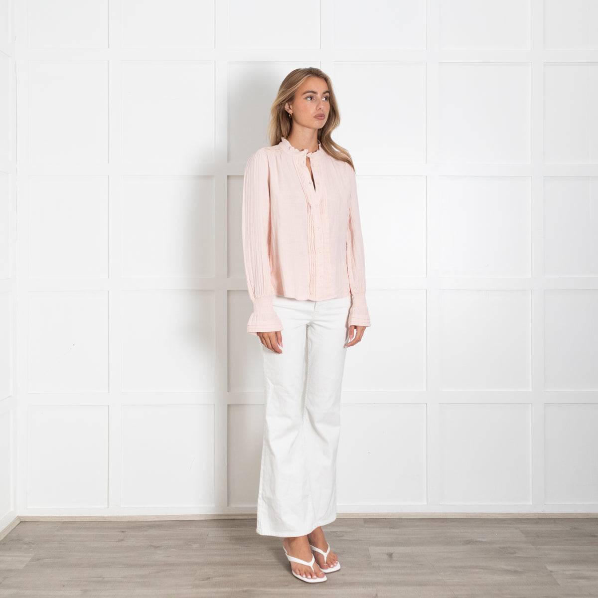 Me + Em Blush Pink Pleat Detail Top