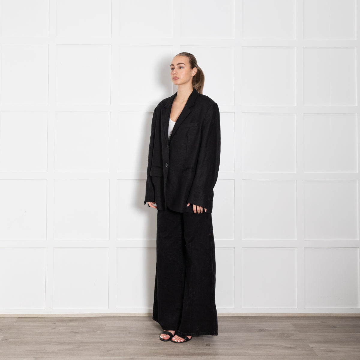 Assembly Label Black Linen Boyfriend Jacket