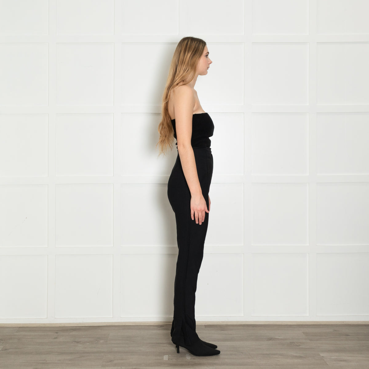 Khaite Black Back Split Detail Straight Leg Trousers