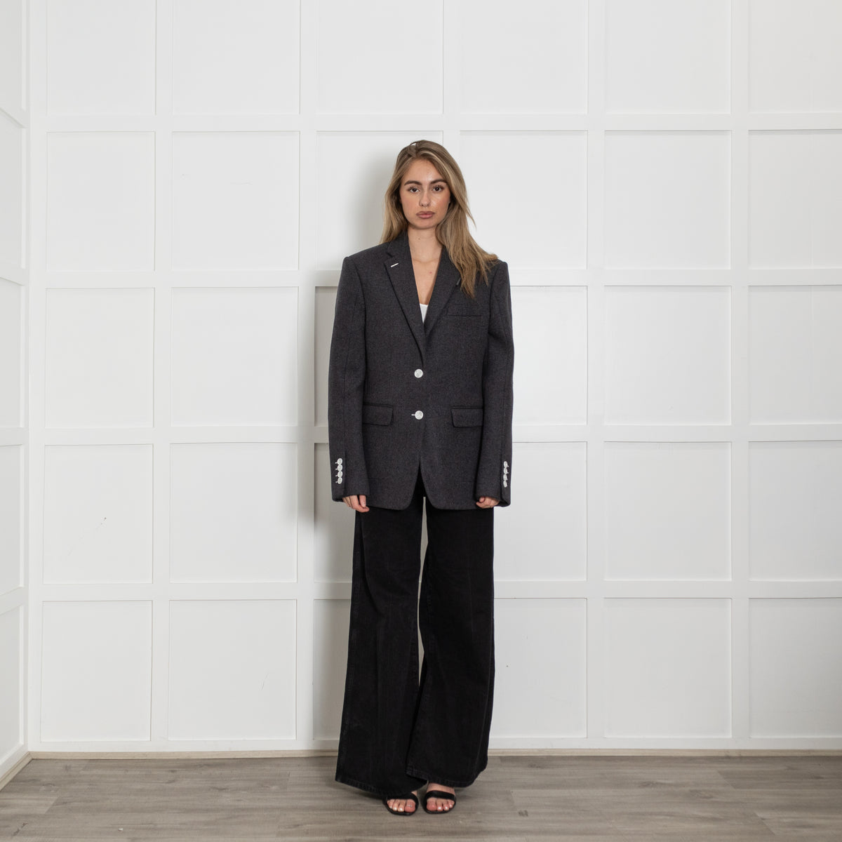 Burberry Grey Blazer With White Buttons