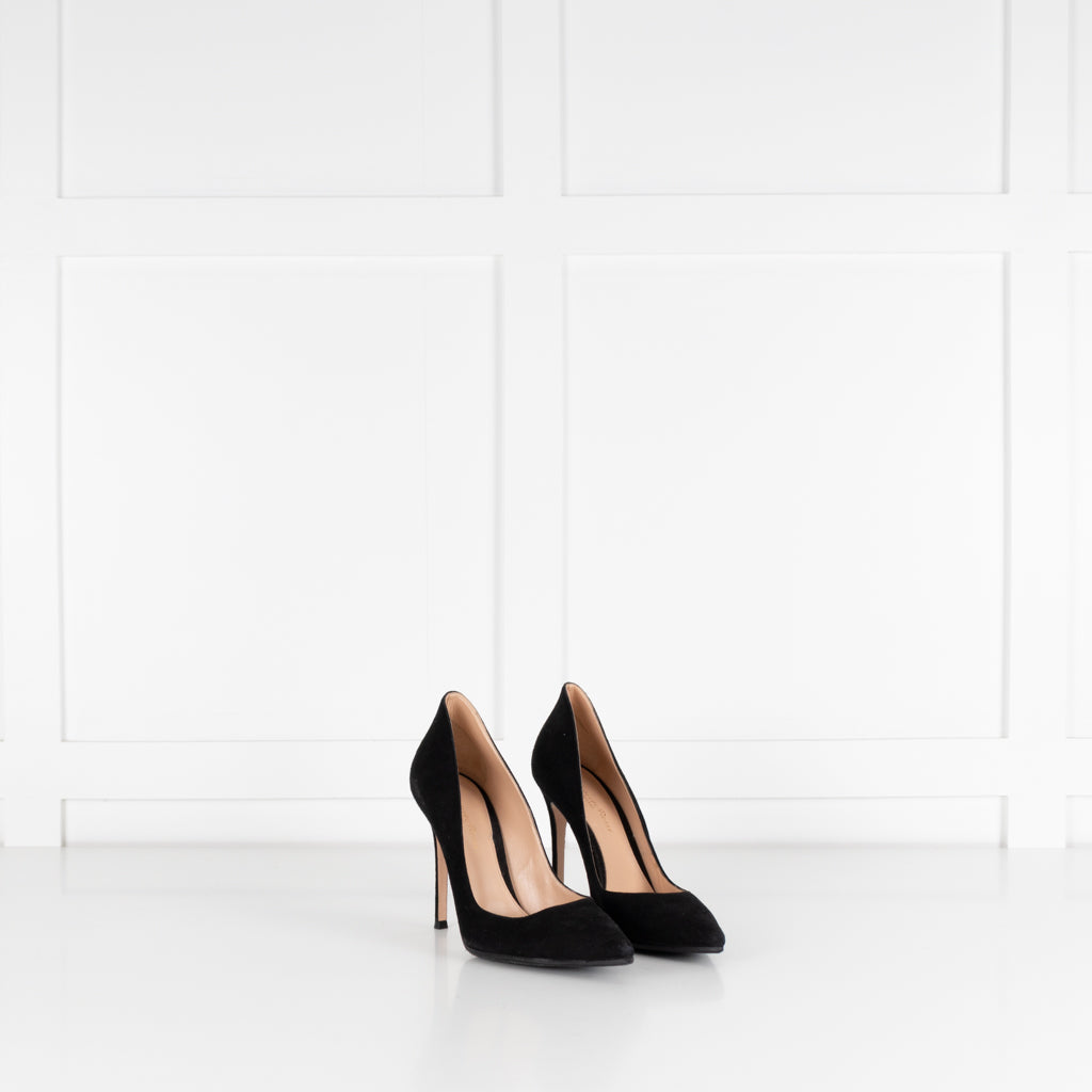 Gianvito Rossi Black Suede High Heel Court Shoes