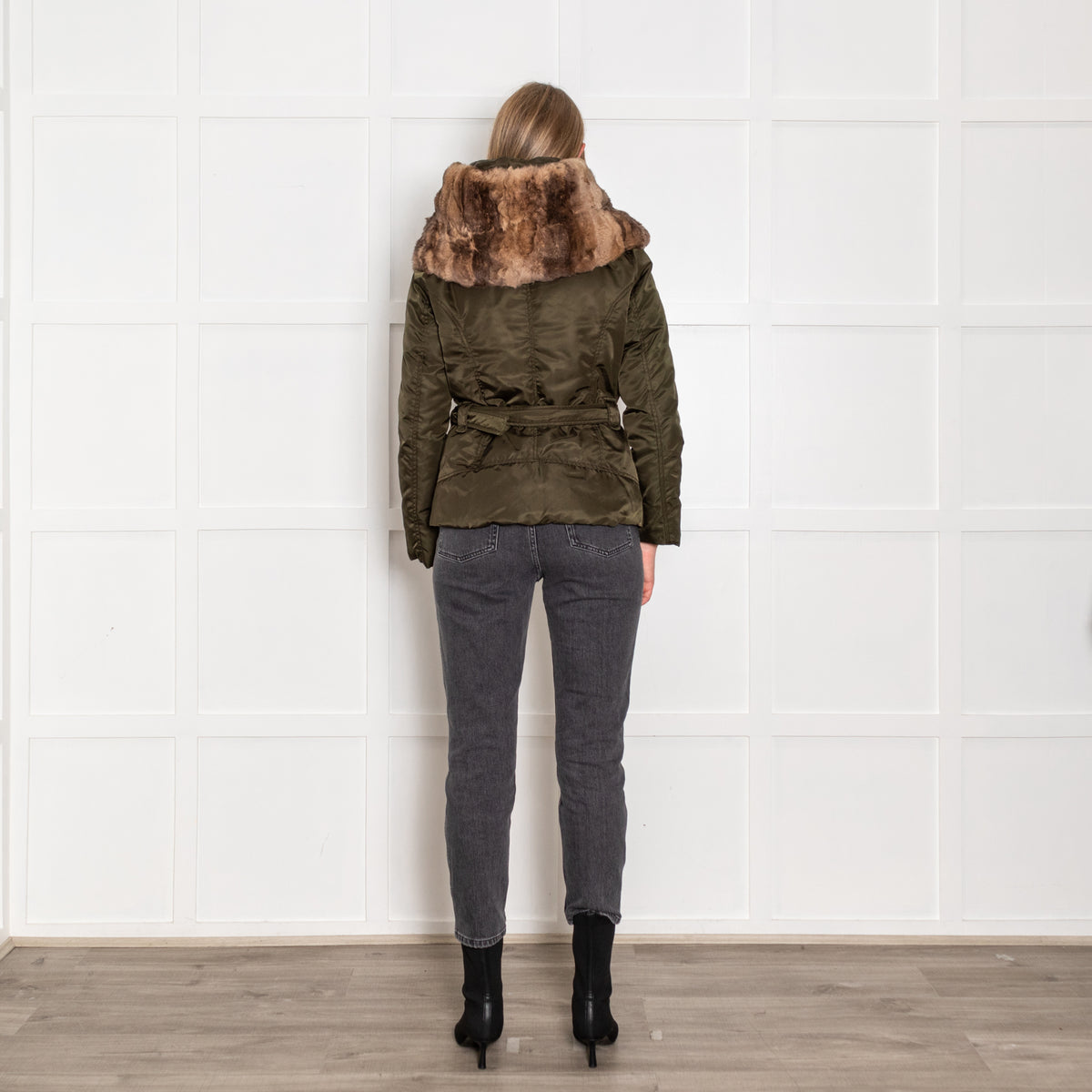 Weekend Max Mara Green Fur Trim Padded Short Jacket