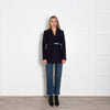 Christopher Kane Navy Cobalt Blue Leather Wool Jacket