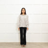 ba&sh Black & Cream Checked Cotton Blouse With Frill Cuffs & Collar