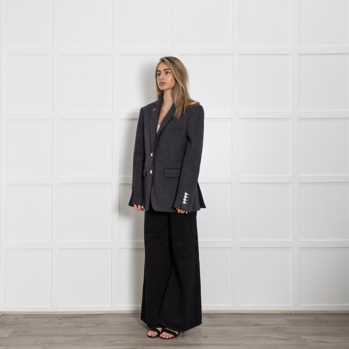 Burberry Grey Blazer With White Buttons