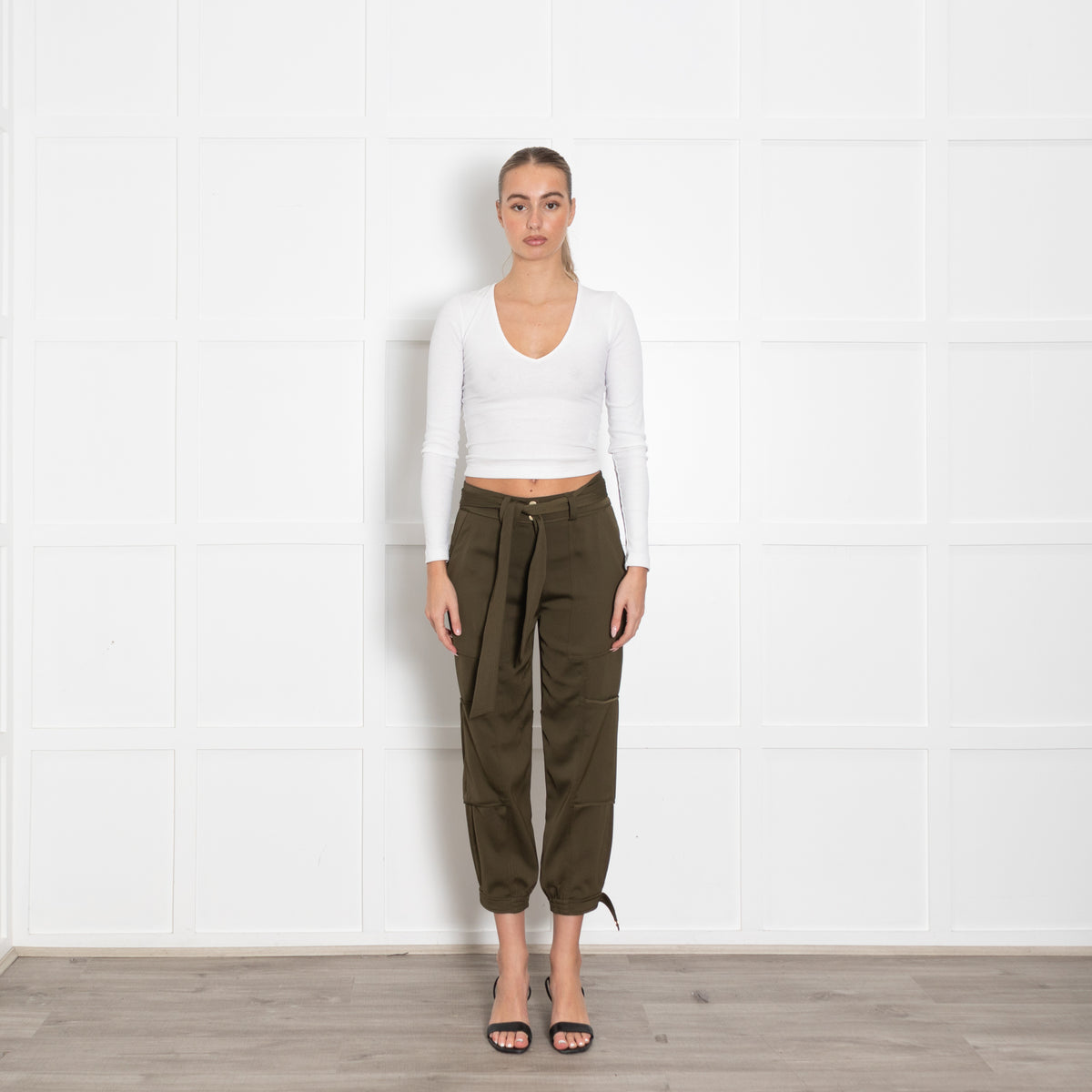 Me + Em Khaki Cargo Belted Trousers