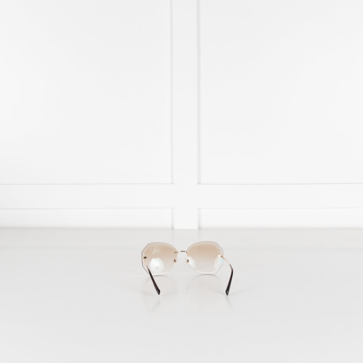 Chanel Gold Hexagon Gradient Tint Rimless Sunglasses