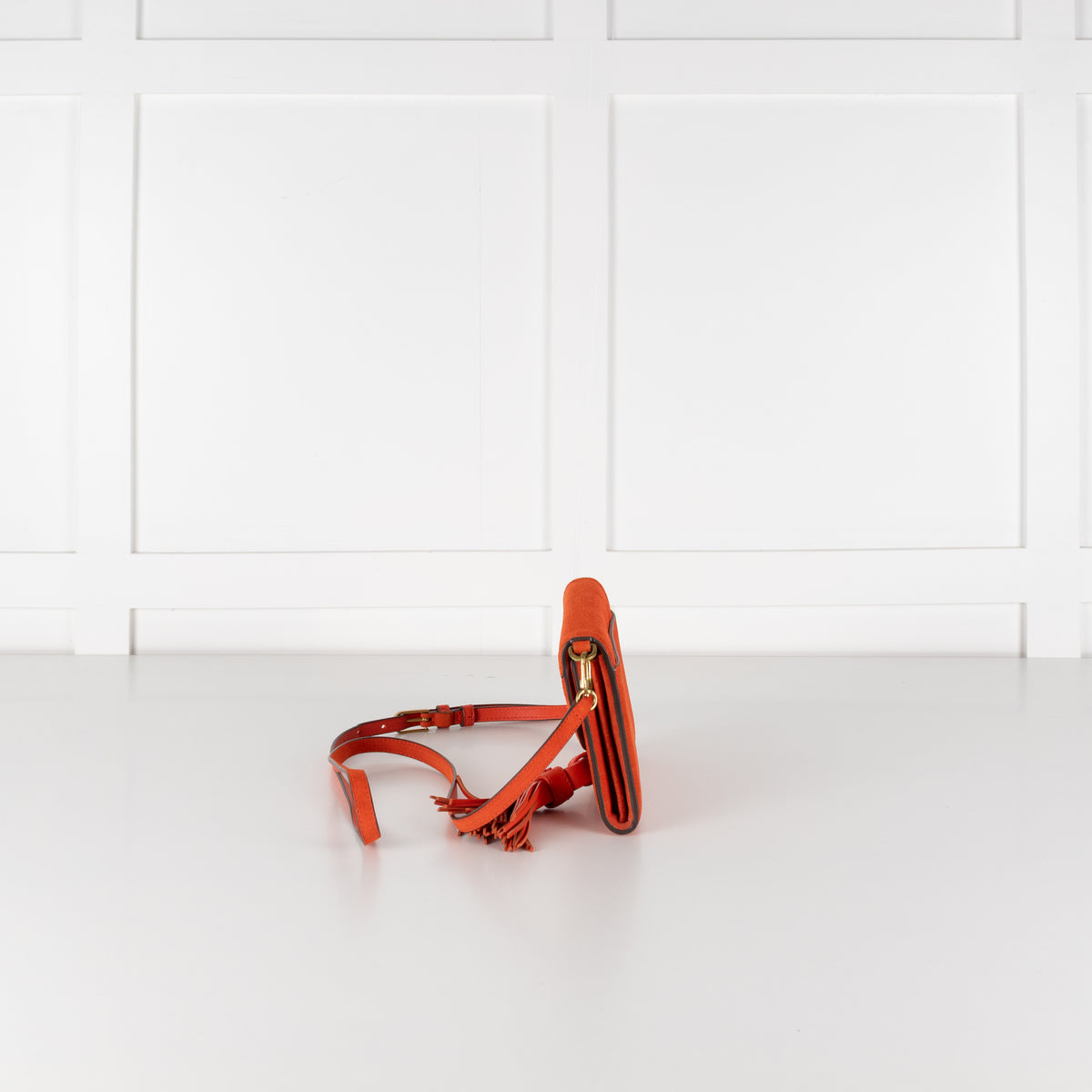 Tory Burch Orange Suede Crossbody Tassel Bag