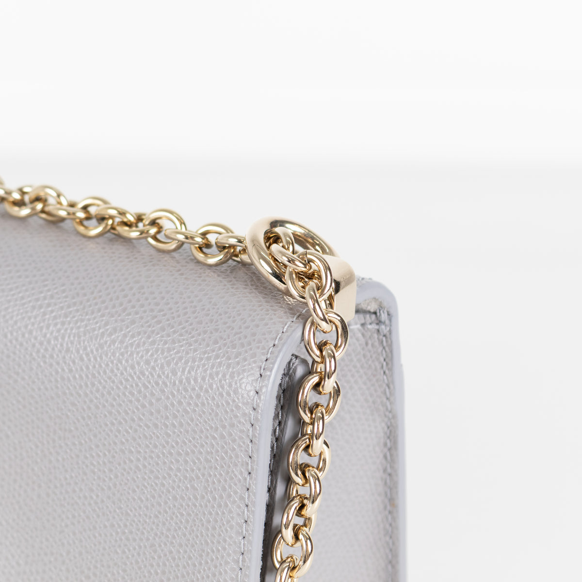 Furla Grey 1927 Grey Mini Crossbody With Fixed Gold Chain Strap