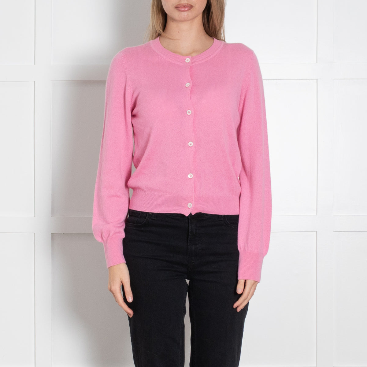 &Daughter Bubble Gum Pink Wool Cardigan