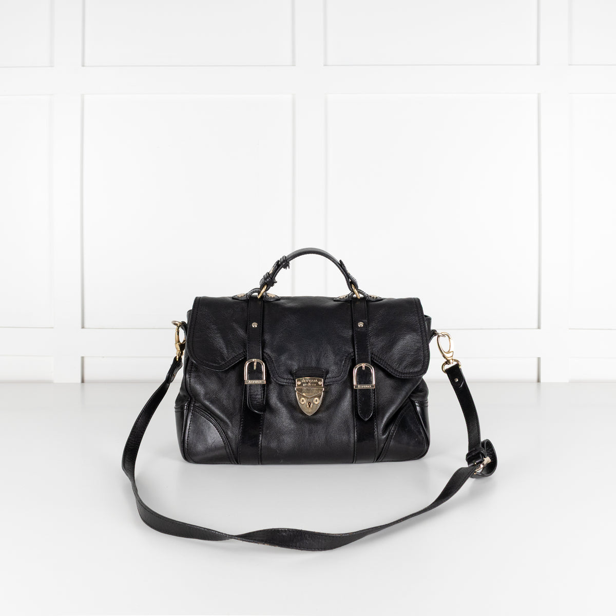 Aspinal of London Black Mollie Satchel Bag