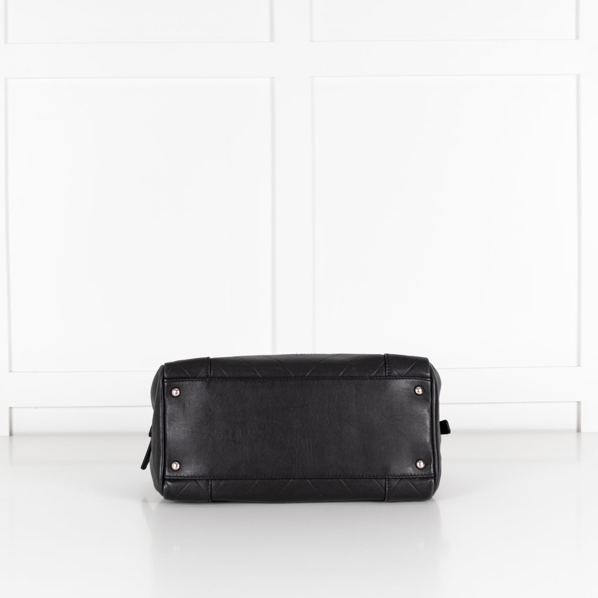 Chanel Black CC Chevron Quilted Lambskin Boston Bag
