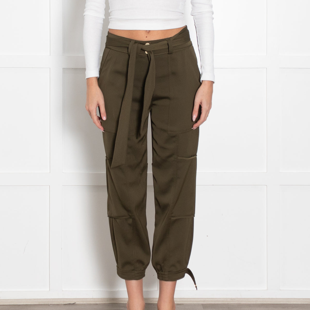 Me + Em Khaki Cargo Belted Trousers