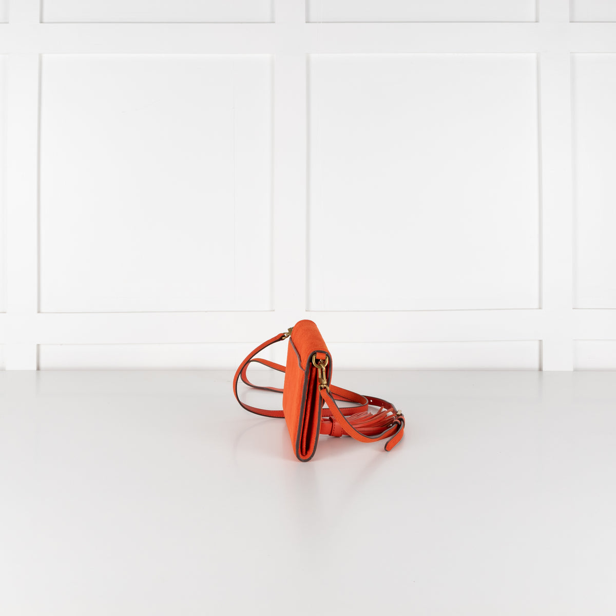 Tory Burch Orange Suede Crossbody Tassel Bag