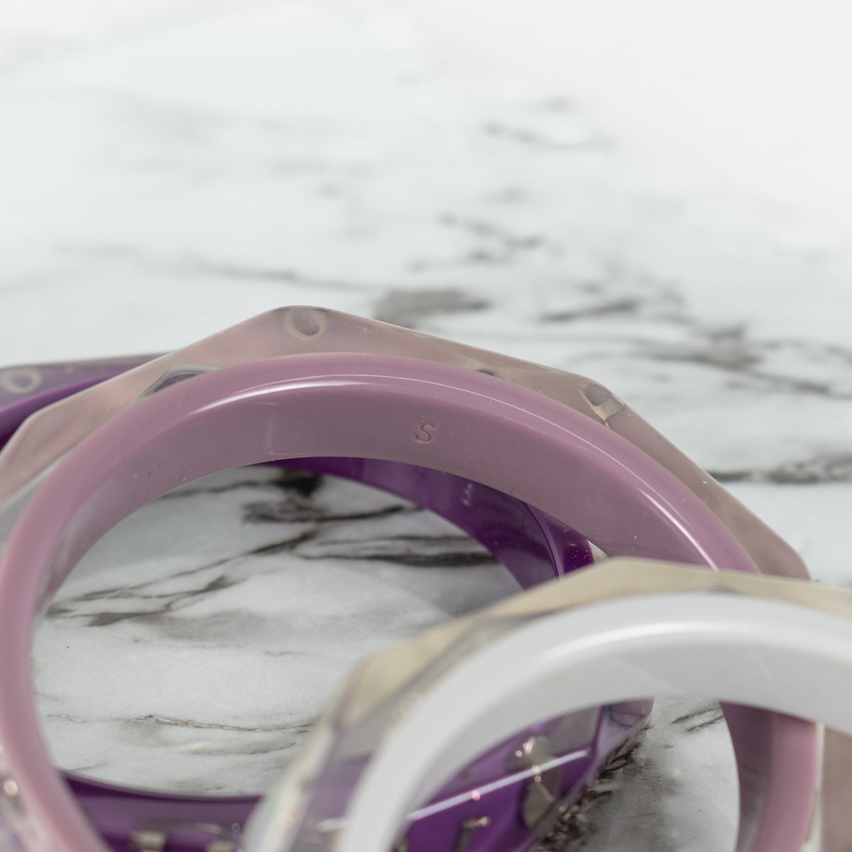 Christian Dior Purple Resin Inclusion Bangles With Embedded Sparkles X3