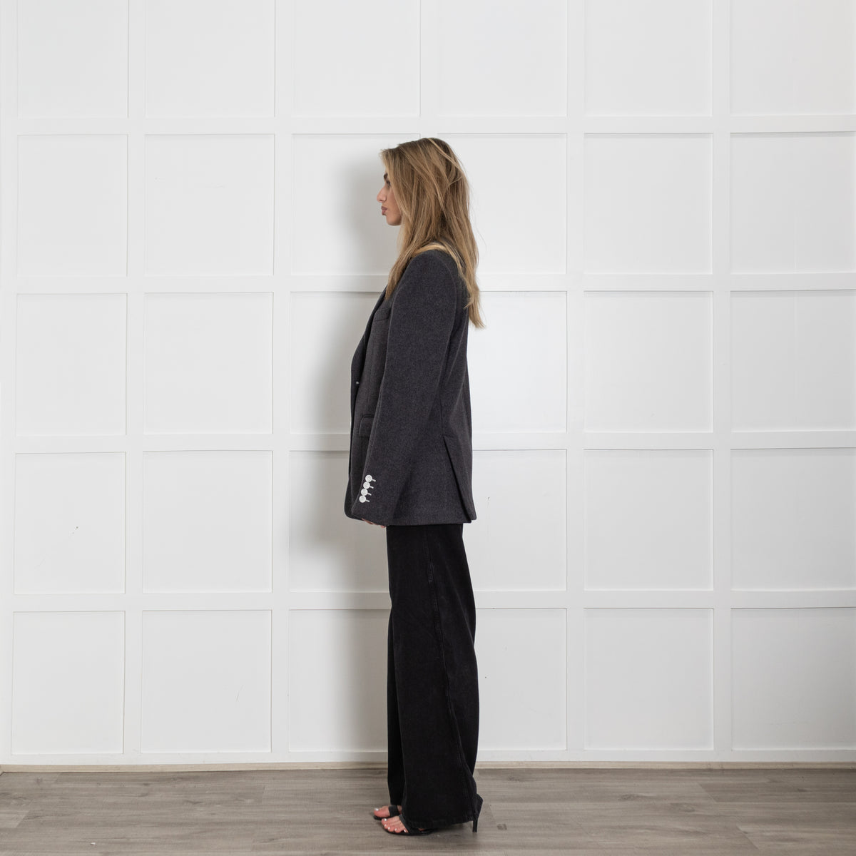 Burberry Grey Blazer With White Buttons