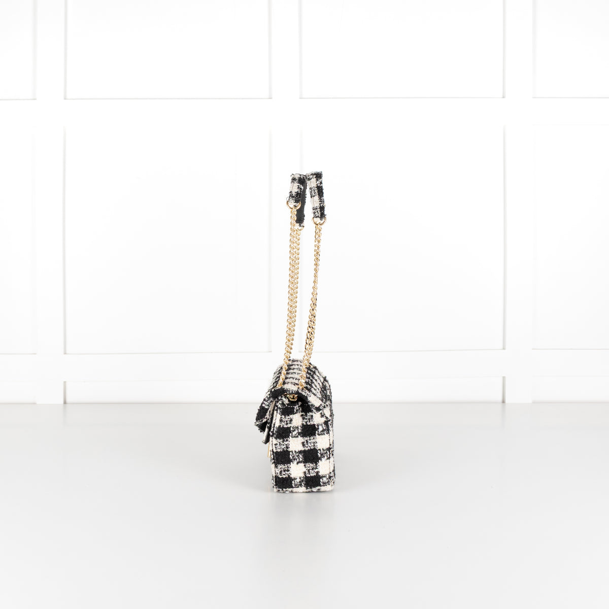Sandro Yza Houdstooth Tweed Black And Cream Bag