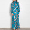 Dea Kudibal  Turquoise Floral Frill Neck Maxi Dress