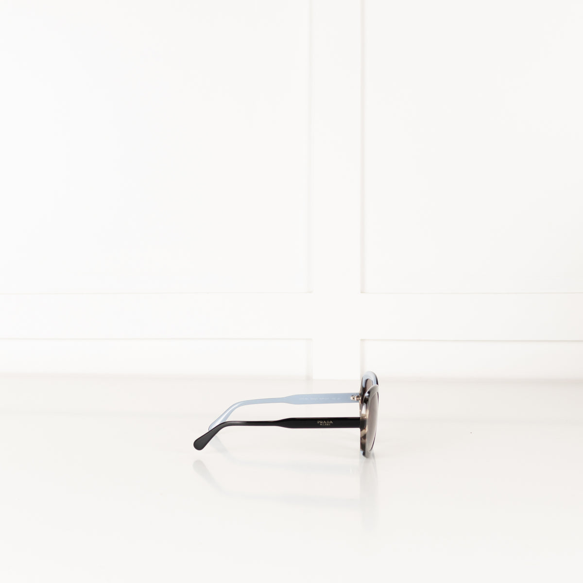 Prada Black Tortoiseshell Sunglasses With Blue Arms