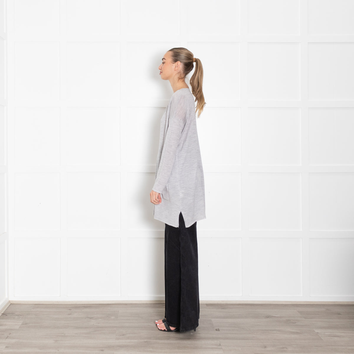 Bamford Merino Wool Grey Deep V Top