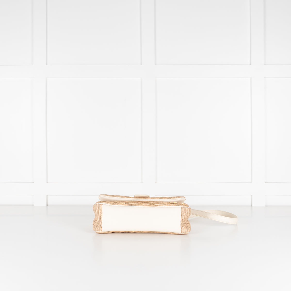 Jacquemus Le Bambimou Woven Raffia Shoulder Bag With White Leather Piping