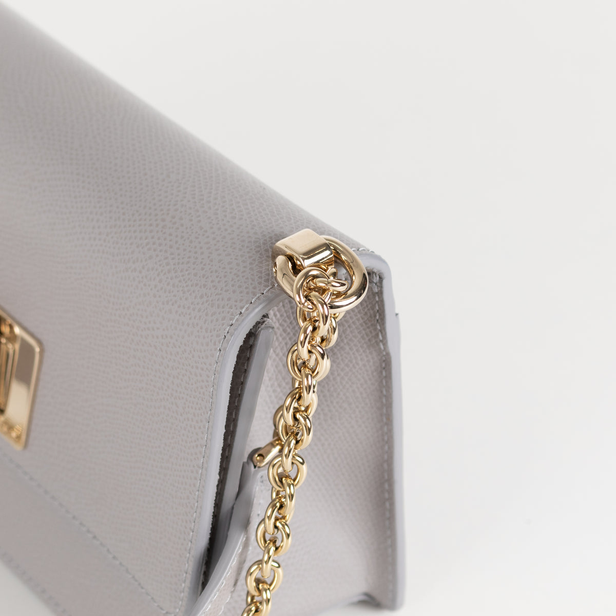 Furla Grey 1927 Grey Mini Crossbody With Fixed Gold Chain Strap