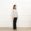 ba&sh Black & Cream Checked Cotton Blouse With Frill Cuffs & Collar