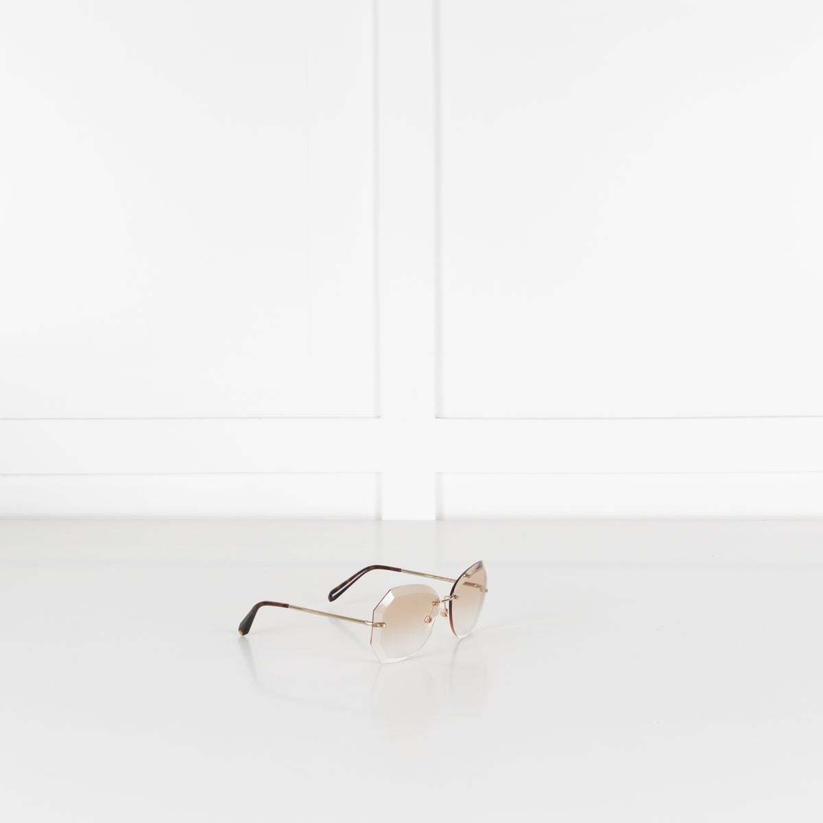 Chanel Gold Hexagon Gradient Tint Rimless Sunglasses