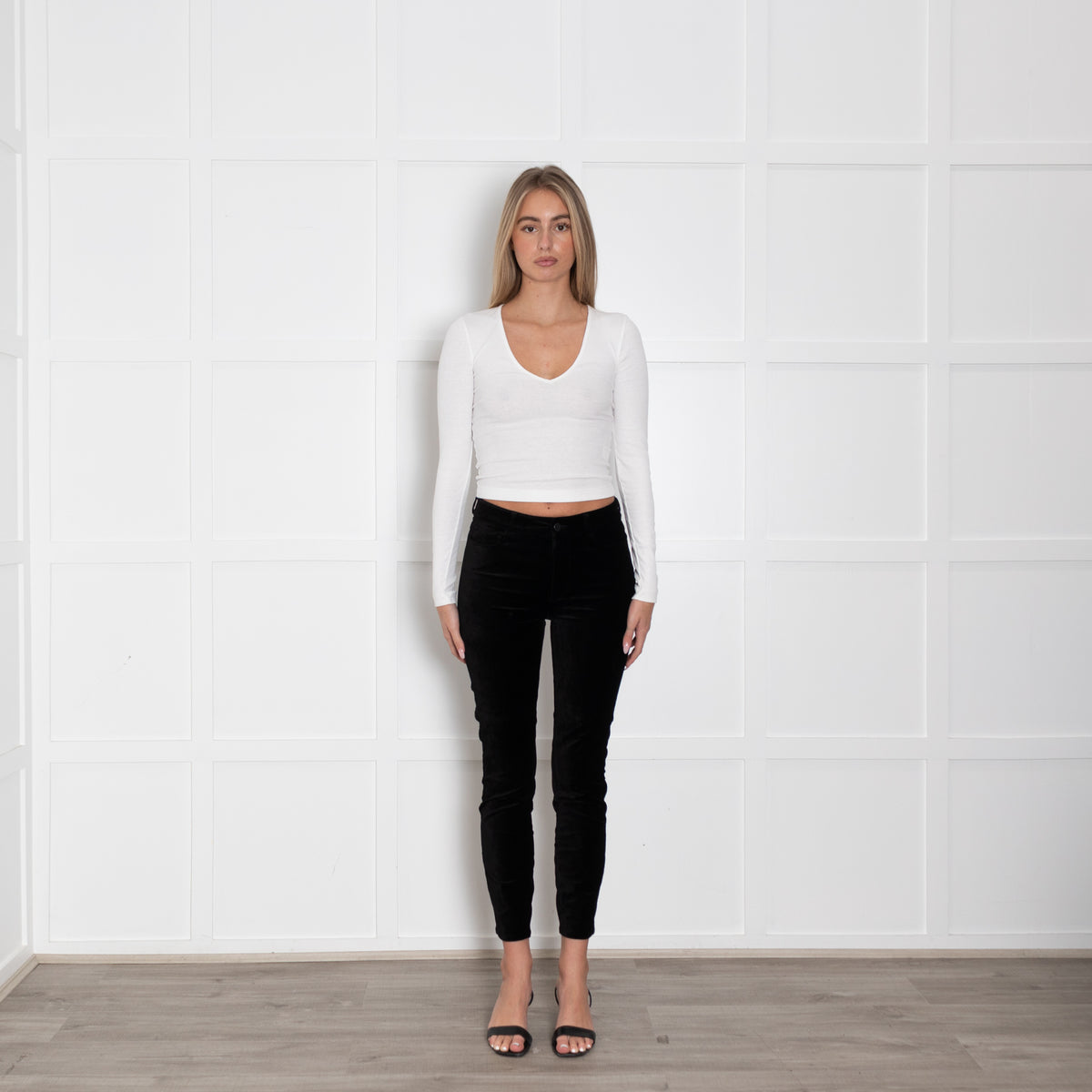 Paige Black Velvet Hoxton Trousers