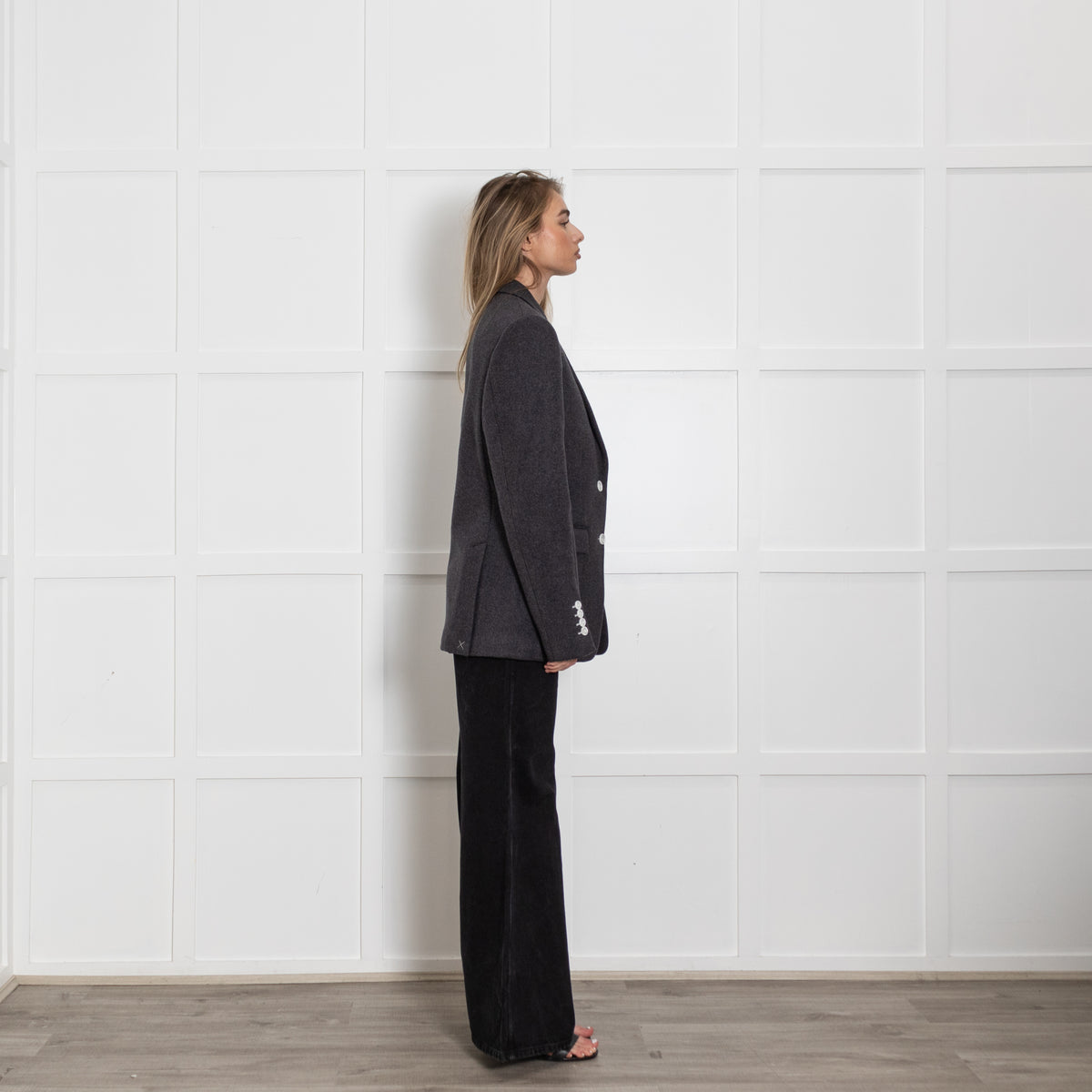 Burberry Grey Blazer With White Buttons
