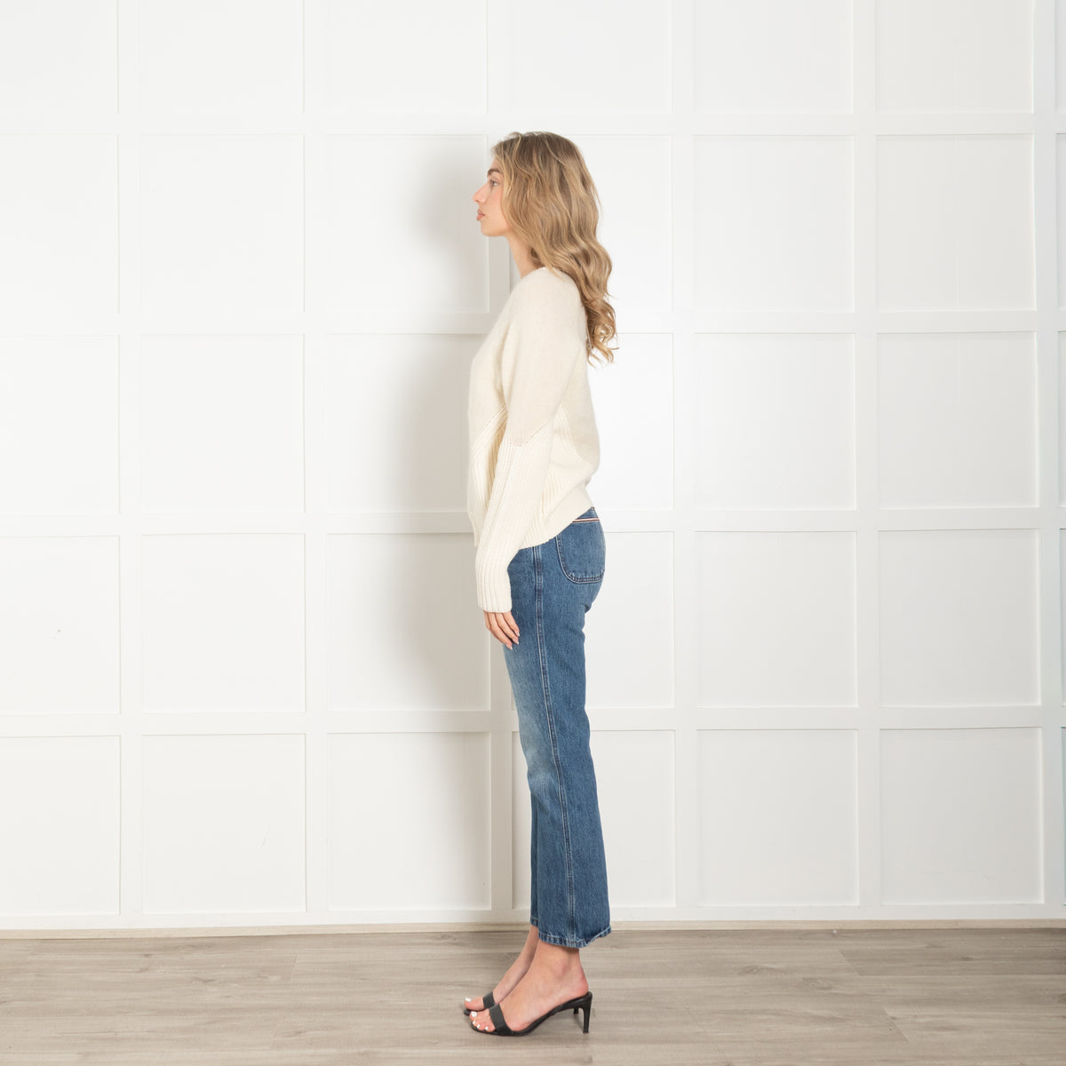 Stefanel Cream Boiled Wool And Rib Jumper