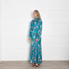 Dea Kudibal  Turquoise Floral Frill Neck Maxi Dress