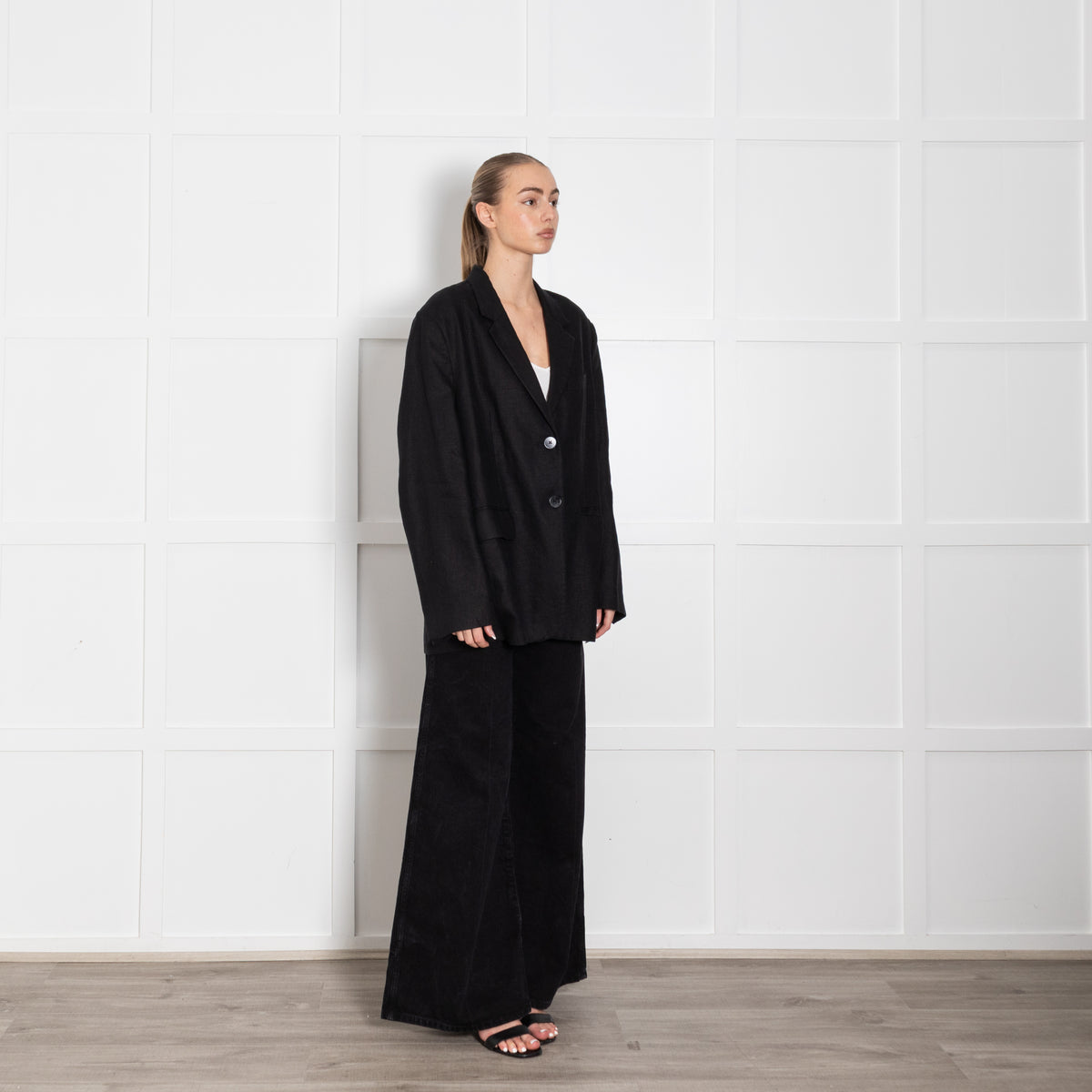 Assembly Label Black Linen Boyfriend Jacket