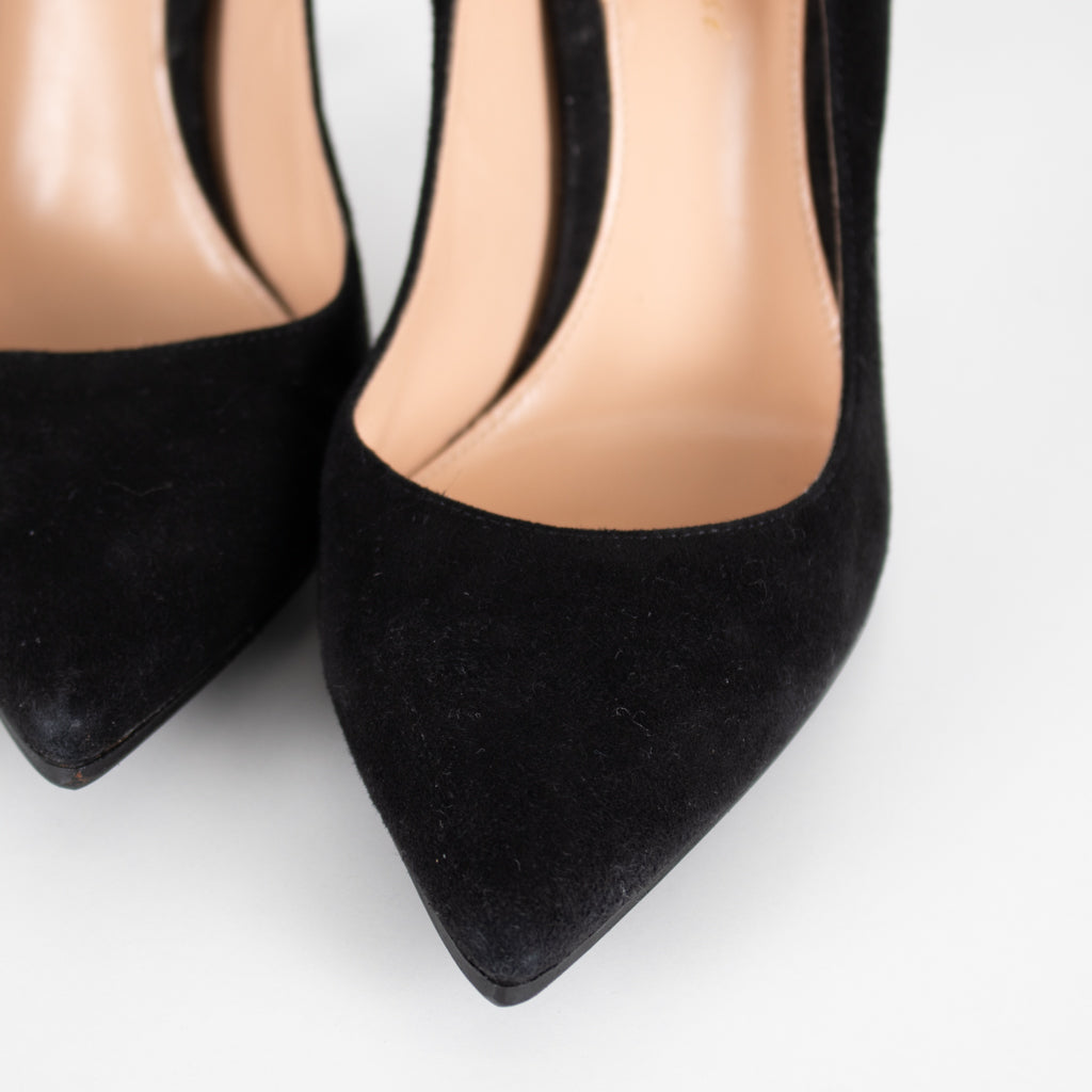 Gianvito Rossi Black Suede High Heel Court Shoes