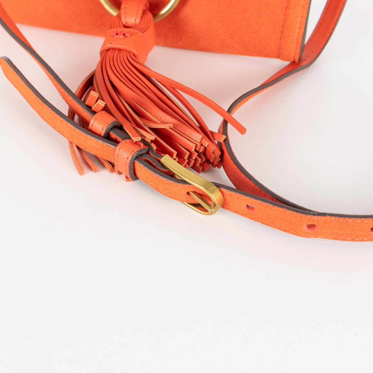 Tory Burch Orange Suede Crossbody Tassel Bag