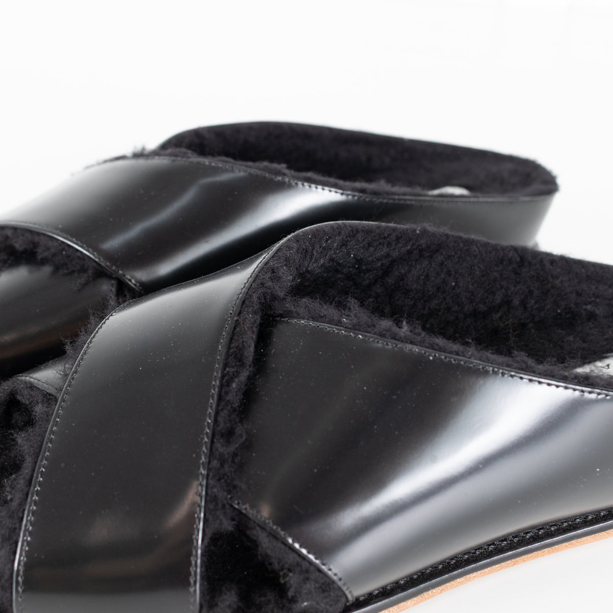 Gabriela Hearst Ellington Black Slides With Wool Fur