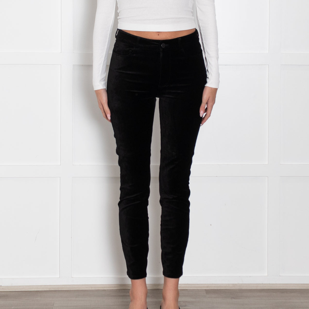 Paige Black Velvet Hoxton Trousers