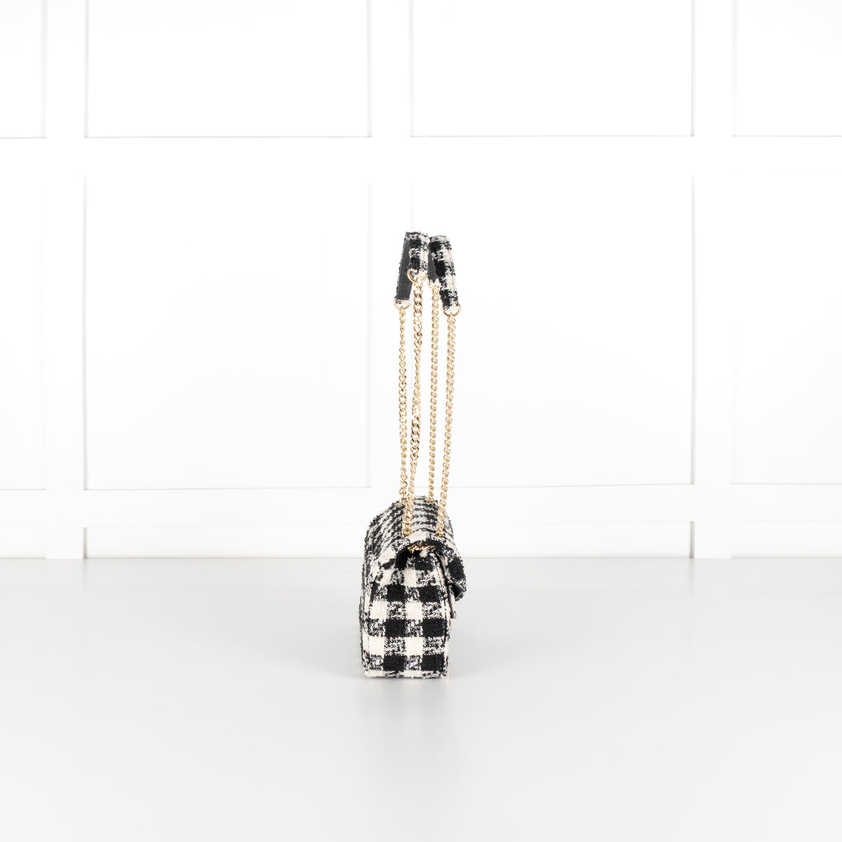 Sandro Yza Houdstooth Tweed Black And Cream Bag