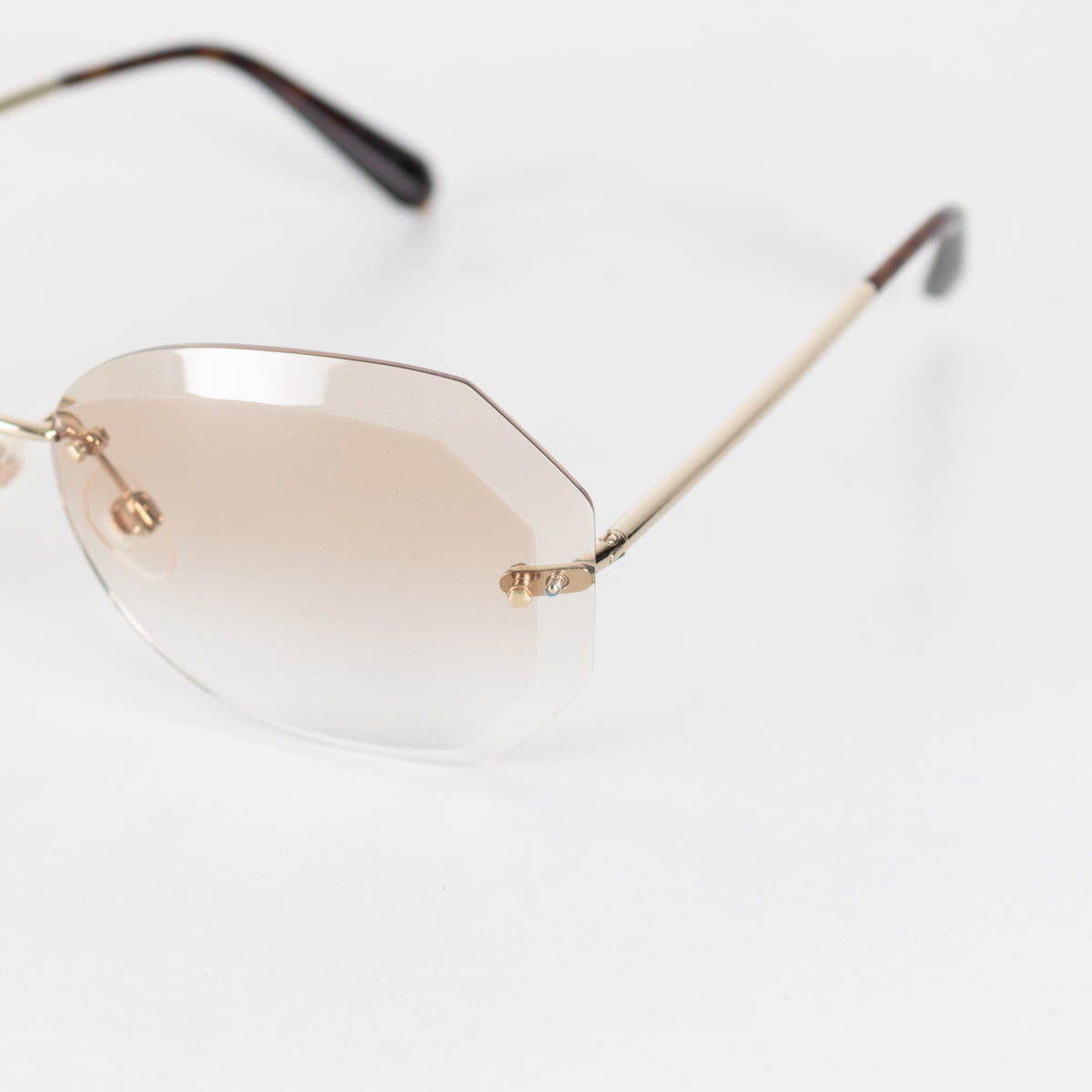Chanel Gold Hexagon Gradient Tint Rimless Sunglasses