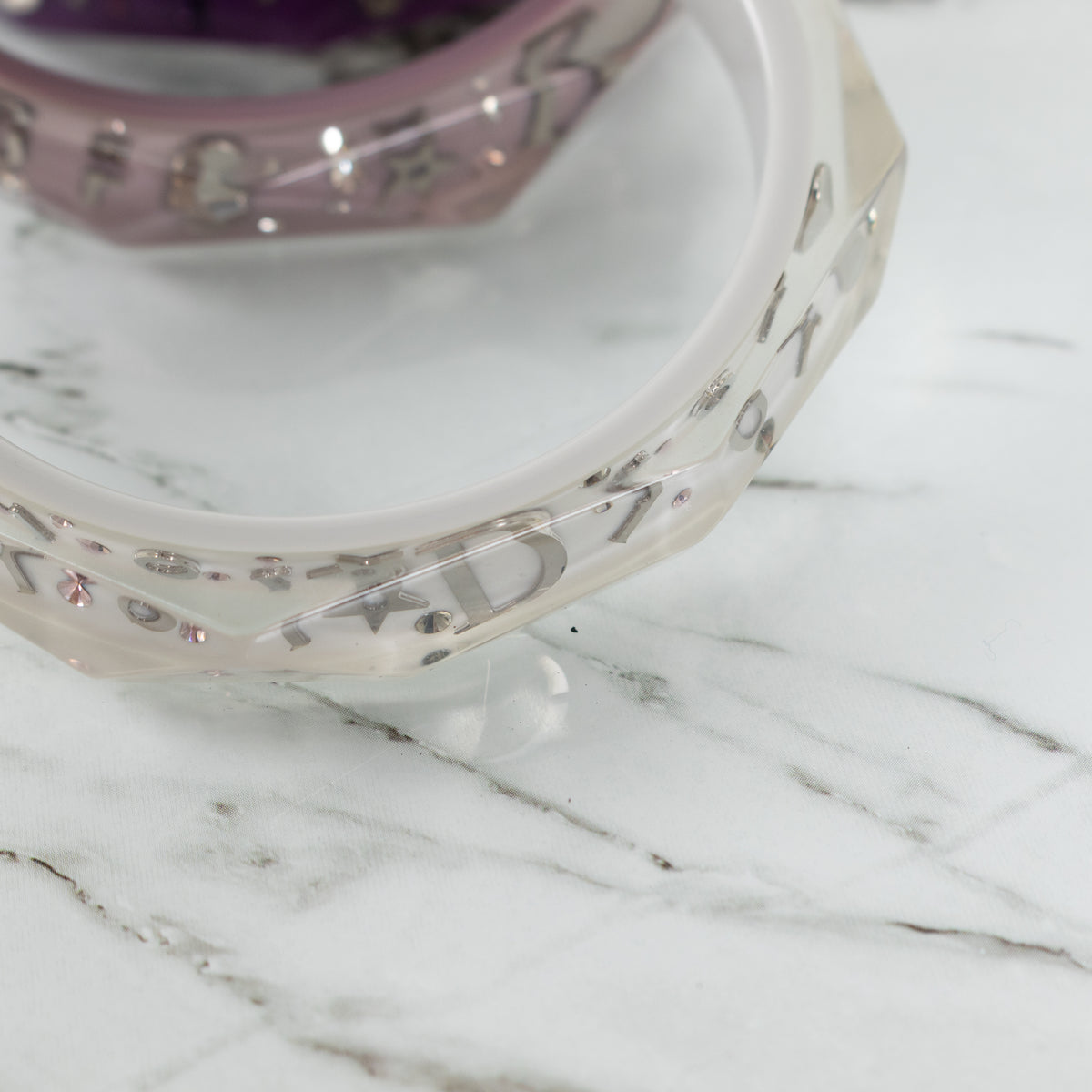 Christian Dior Purple Resin Inclusion Bangles With Embedded Sparkles X3
