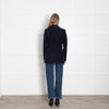 Christopher Kane Navy Cobalt Blue Leather Wool Jacket