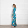 Dea Kudibal  Turquoise Floral Frill Neck Maxi Dress