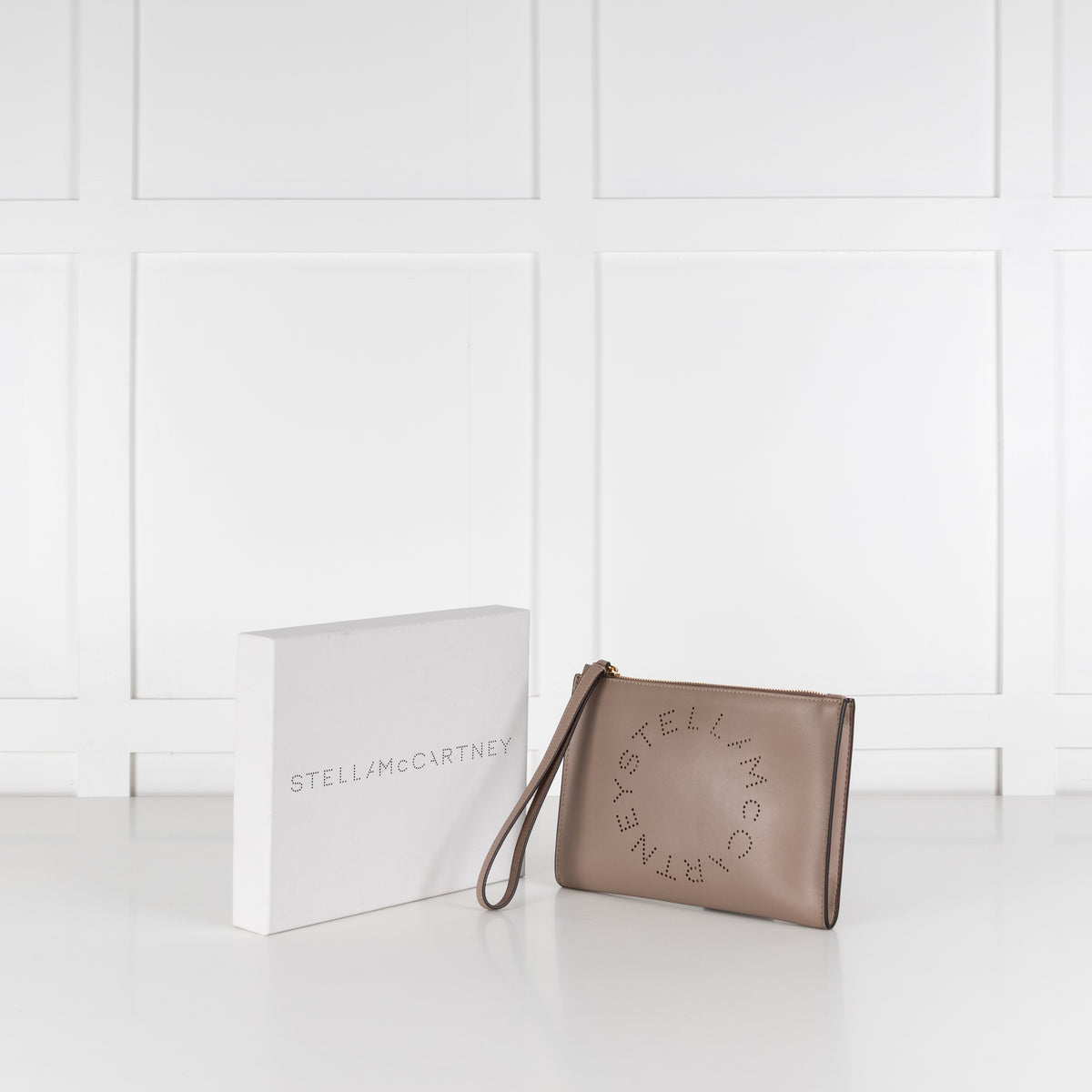 Stella McCartney Logo Taupe Vegan Leather Pouch