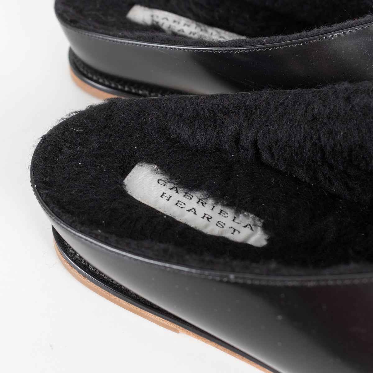 Gabriela Hearst Ellington Black Slides With Wool Fur