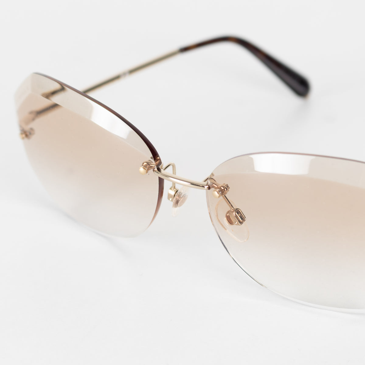 Chanel Gold Hexagon Gradient Tint Rimless Sunglasses