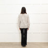 ba&sh Black & Cream Checked Cotton Blouse With Frill Cuffs & Collar