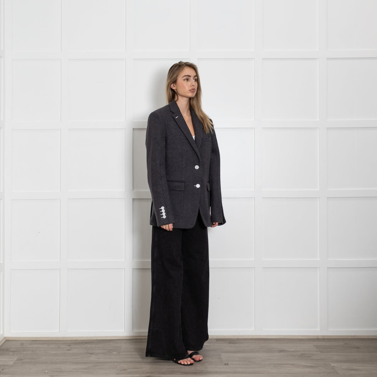 Burberry Grey Blazer With White Buttons