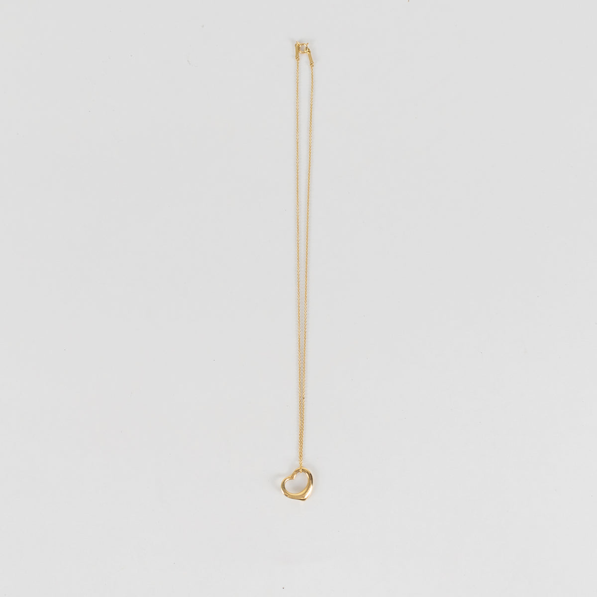 Tiffany & Co Elsa Pereti Open Heart 18Kt Gold 16mm Pendant and Chain