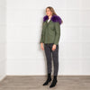 Popski Green Purple Detachable Fur Lining Hooded Coat